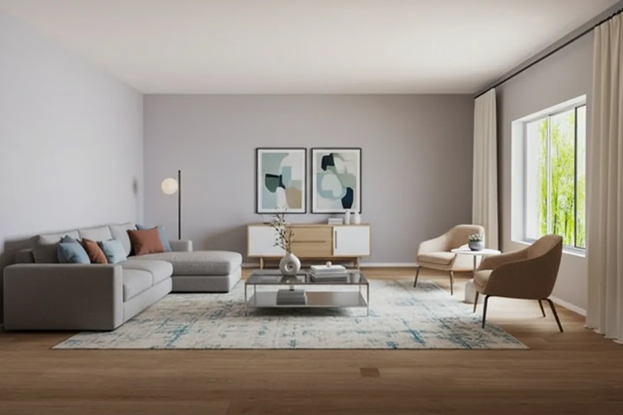 Professionally staged room with furniture and decor
